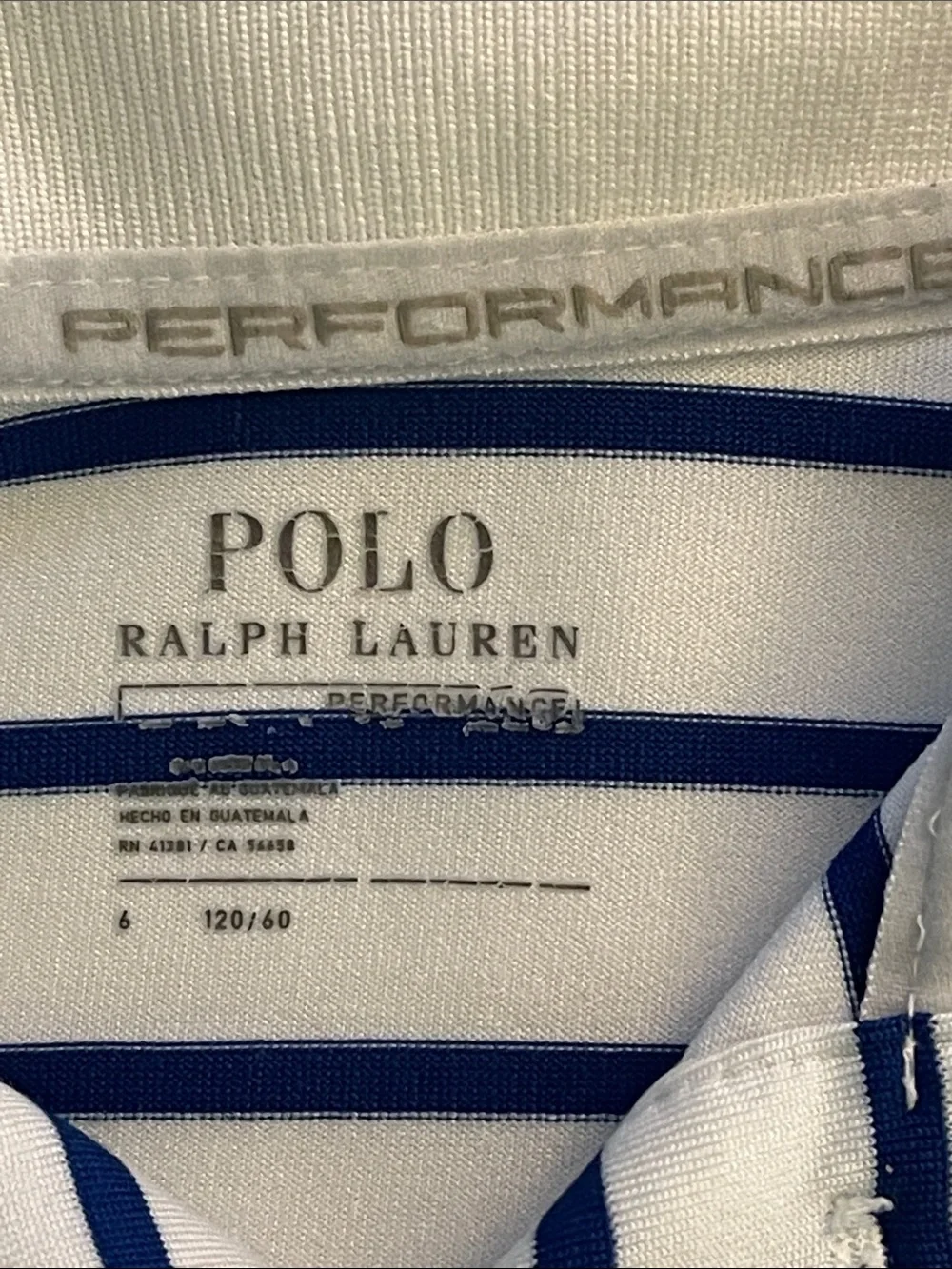 Polo Ralph Lauren Boys' White Navy Stripe Polo Shirt with Red Logo SZ 6